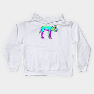 Bad Medieval Art Elephant 90s Retro Frank Style Colorful Trippy Elephant Kids Hoodie